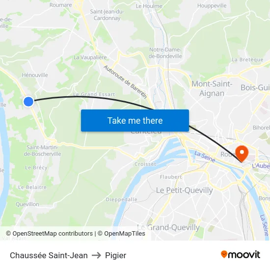 Chaussée Saint-Jean to Pigier map