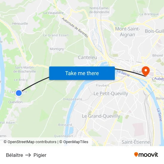 Bélaître to Pigier map