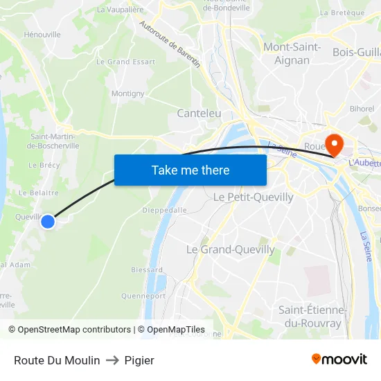 Route Du Moulin to Pigier map