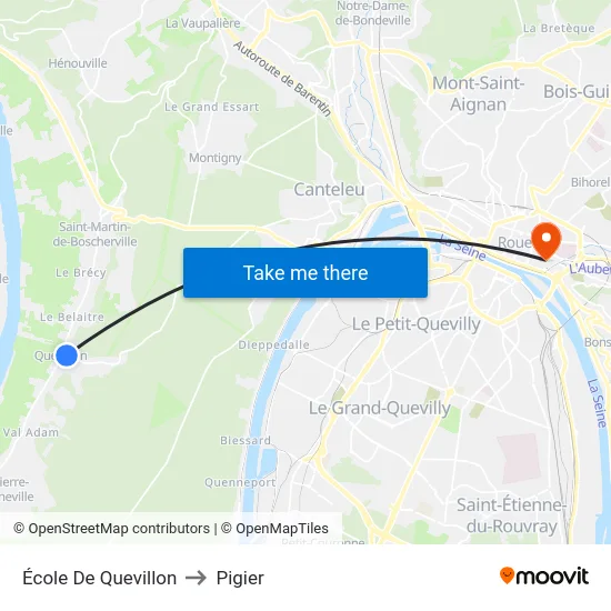 École De Quevillon to Pigier map