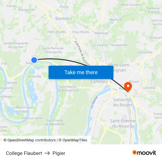 College Flaubert to Pigier map