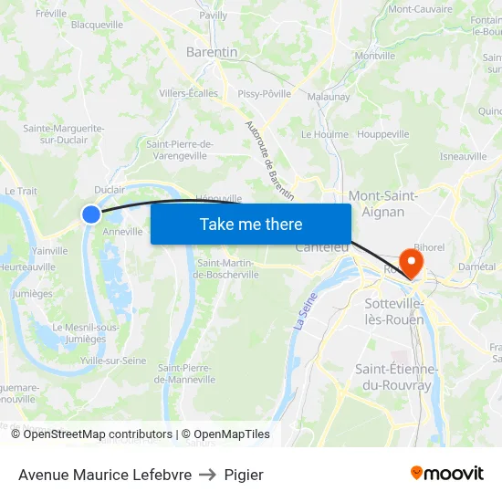 Avenue Maurice Lefebvre to Pigier map