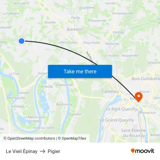 Le Vieil Épinay to Pigier map