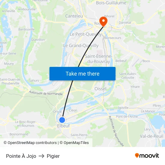 Pointe À Jojo to Pigier map