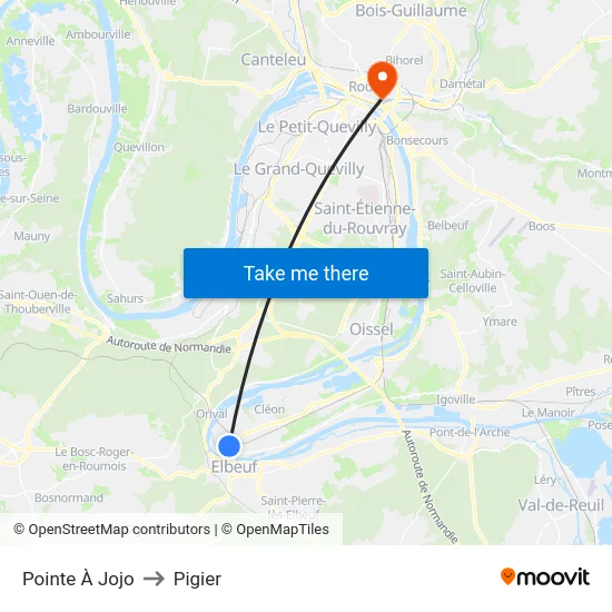 Pointe À Jojo to Pigier map