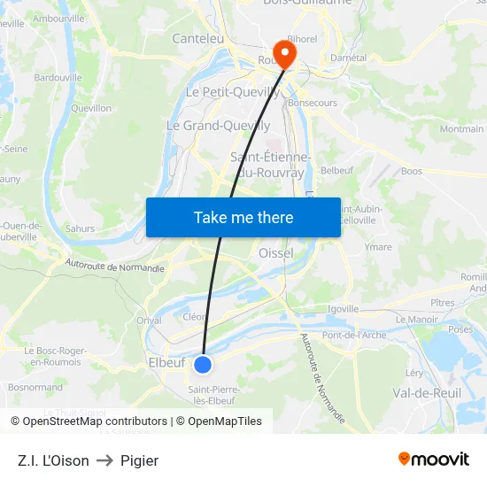 Z.I. L'Oison to Pigier map