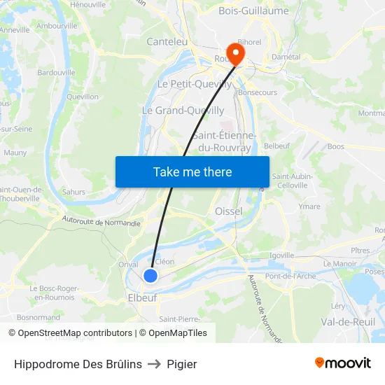 Hippodrome Des Brûlins to Pigier map