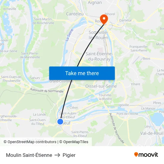 Moulin Saint-Étienne to Pigier map