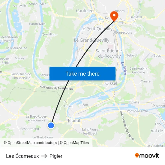 Les Écameaux to Pigier map