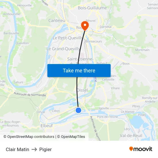 Clair Matin to Pigier map