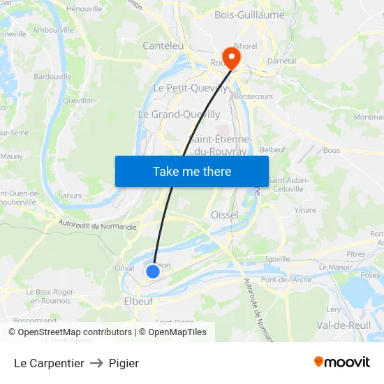 Le Carpentier to Pigier map