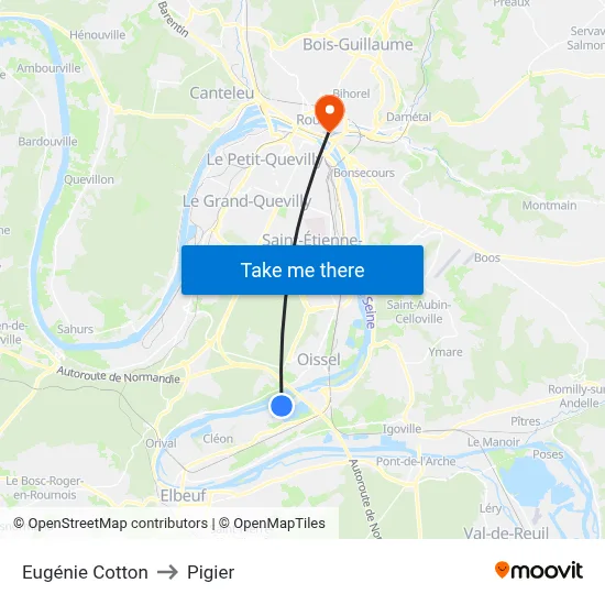 Eugénie Cotton to Pigier map