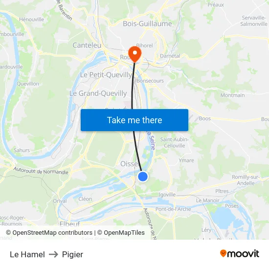 Le Hamel to Pigier map