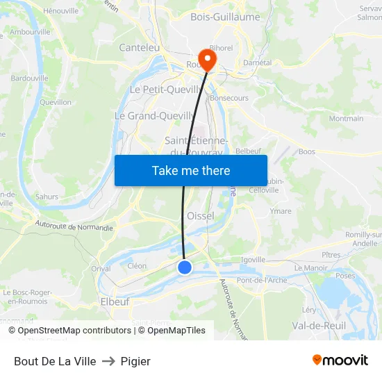 Bout De La Ville to Pigier map