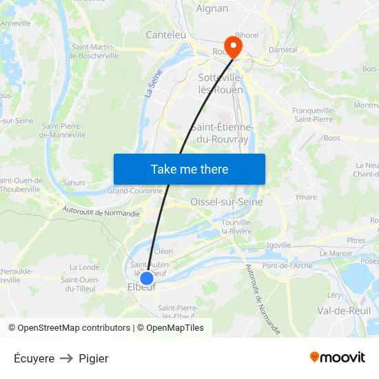 Écuyere to Pigier map