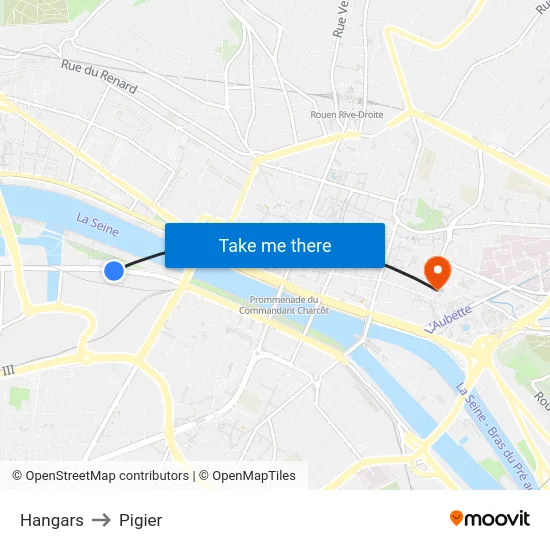 Hangars to Pigier map