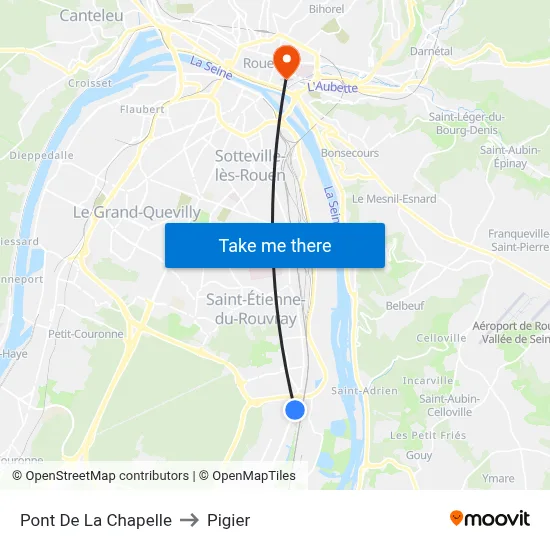 Pont De La Chapelle to Pigier map