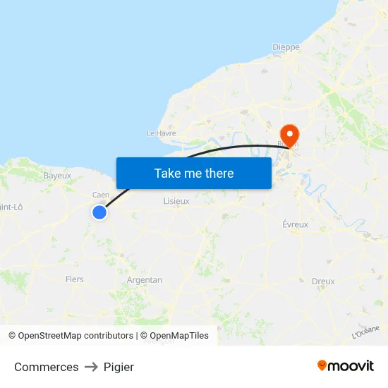 Commerces to Pigier map