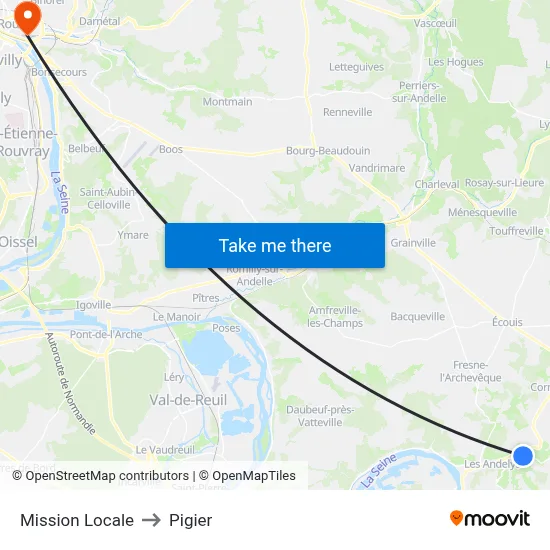 Mission Locale to Pigier map