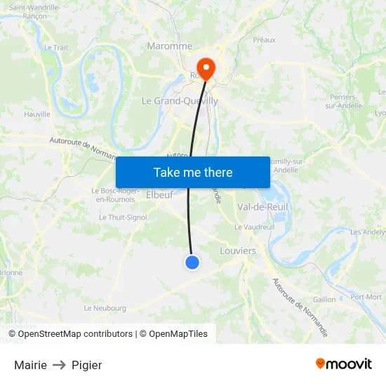 Mairie to Pigier map