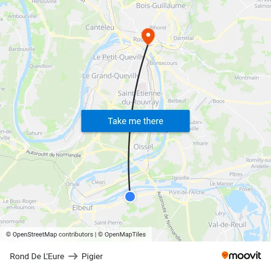 Rond De L'Eure to Pigier map
