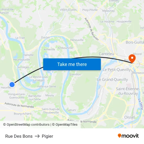 Rue Des Bons to Pigier map