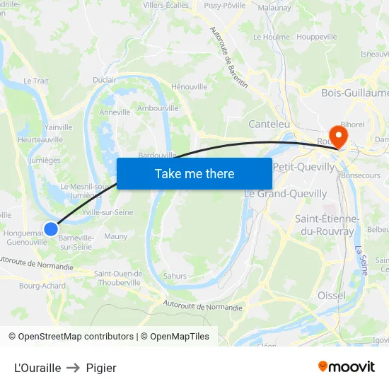 L'Ouraille to Pigier map