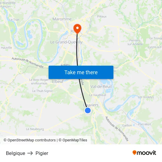 Belgique to Pigier map