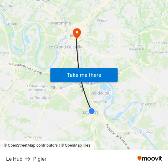 Le Hub to Pigier map
