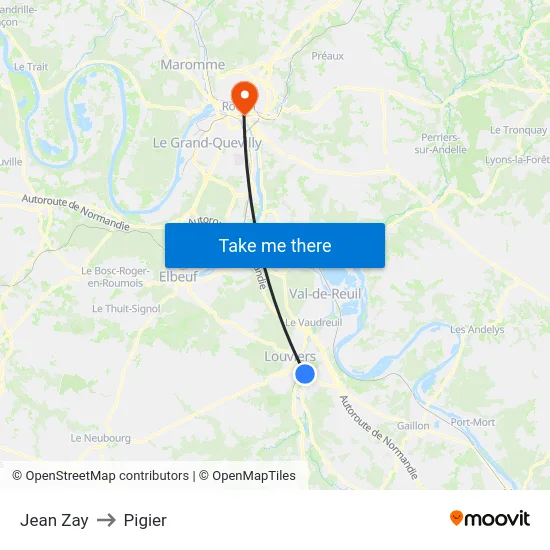 Jean Zay to Pigier map
