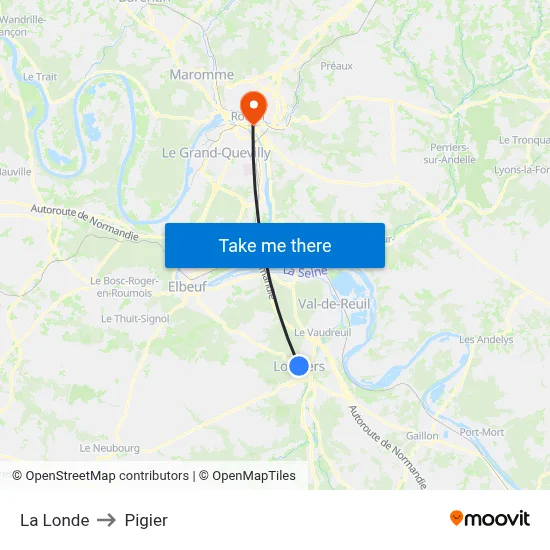 La Londe to Pigier map