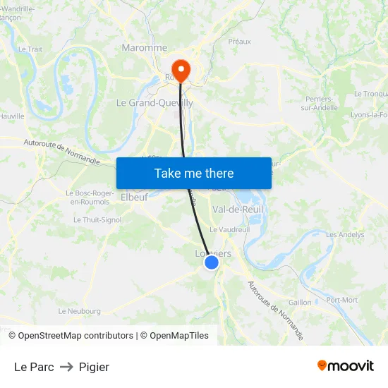 Le Parc to Pigier map