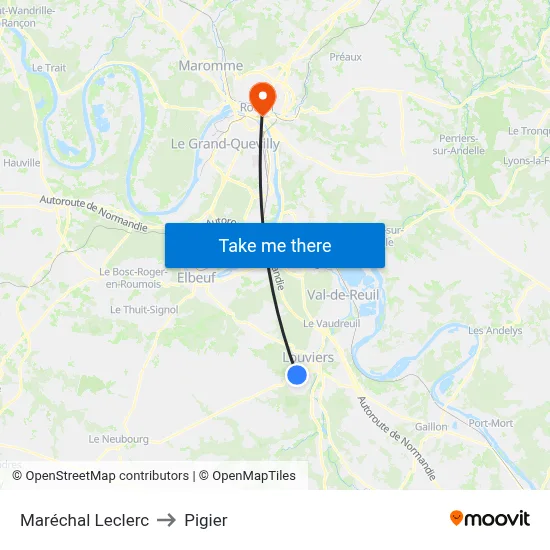 Maréchal Leclerc to Pigier map