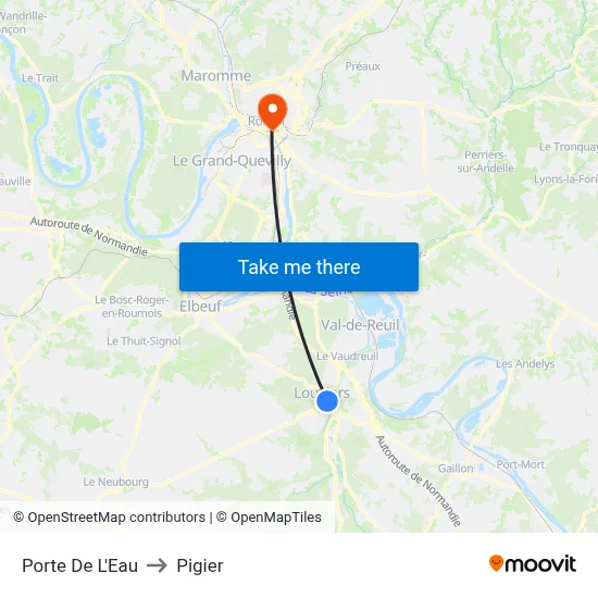 Porte De L'Eau to Pigier map