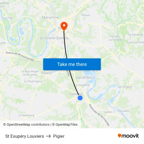 St Exupéry Louviers to Pigier map