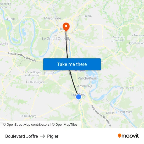 Boulevard Joffre to Pigier map