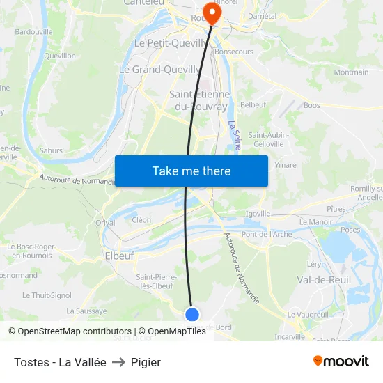 Tostes - La Vallée to Pigier map