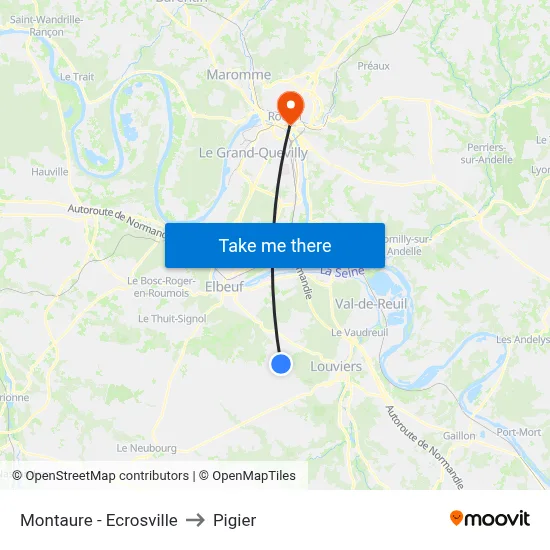 Montaure - Ecrosville to Pigier map