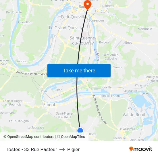Tostes - 33 Rue Pasteur to Pigier map