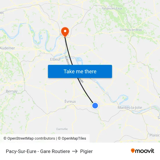 Pacy-Sur-Eure - Gare Routiere to Pigier map