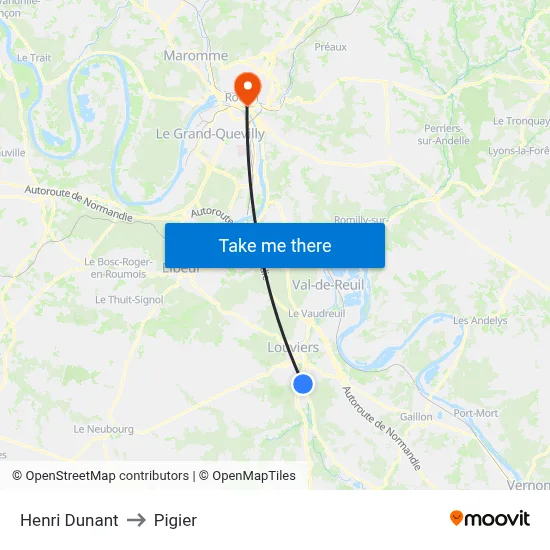 Henri Dunant to Pigier map