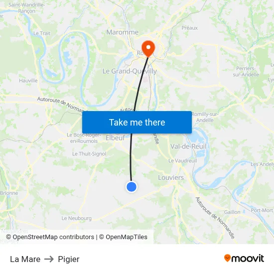 La Mare to Pigier map