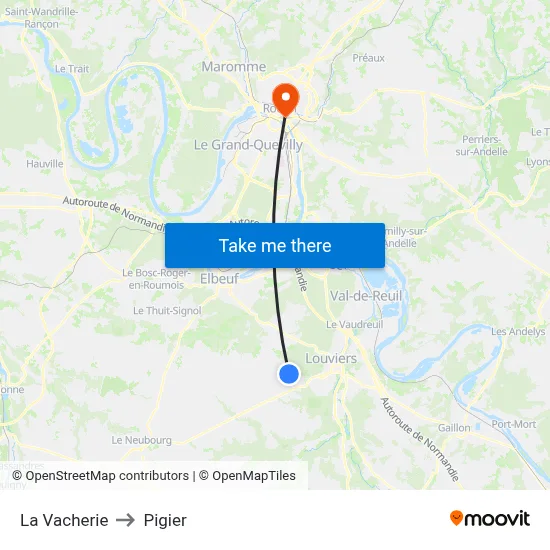 La Vacherie to Pigier map