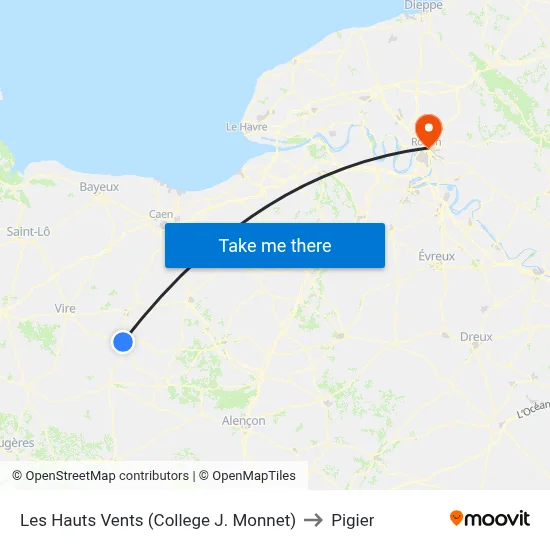 Les Hauts Vents (College J. Monnet) to Pigier map