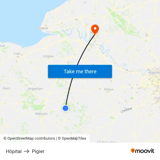 Hôpital to Pigier map