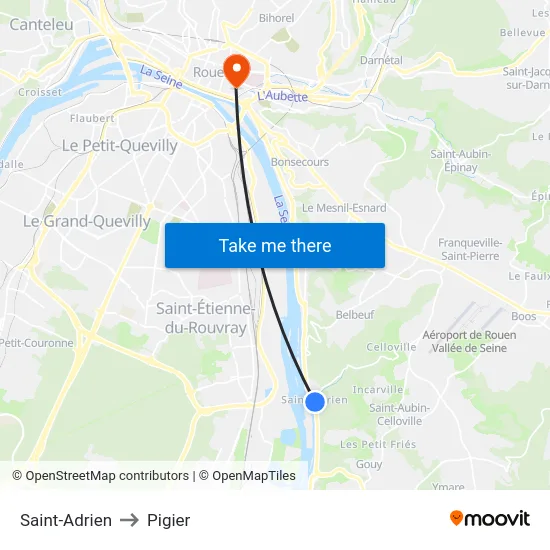 Saint-Adrien to Pigier map