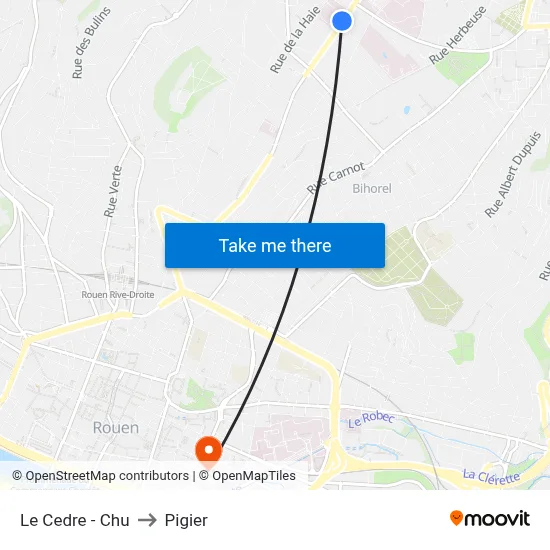 Le Cedre - Chu to Pigier map