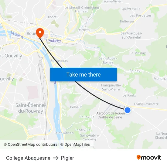 College Abaquesne to Pigier map