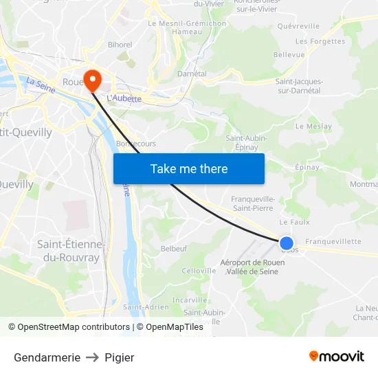 Gendarmerie to Pigier map