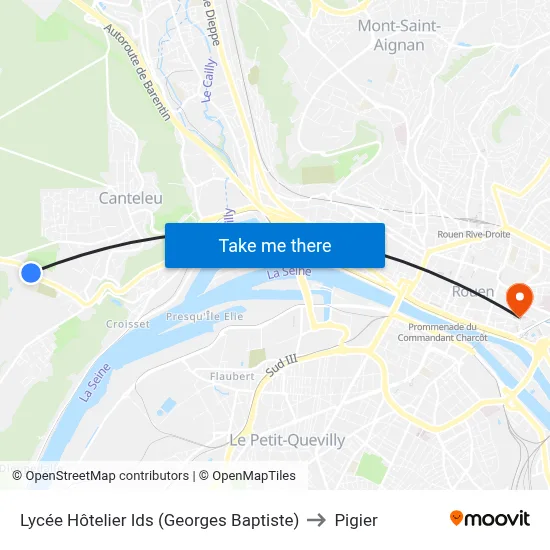 Lycée Hôtelier Ids (Georges Baptiste) to Pigier map